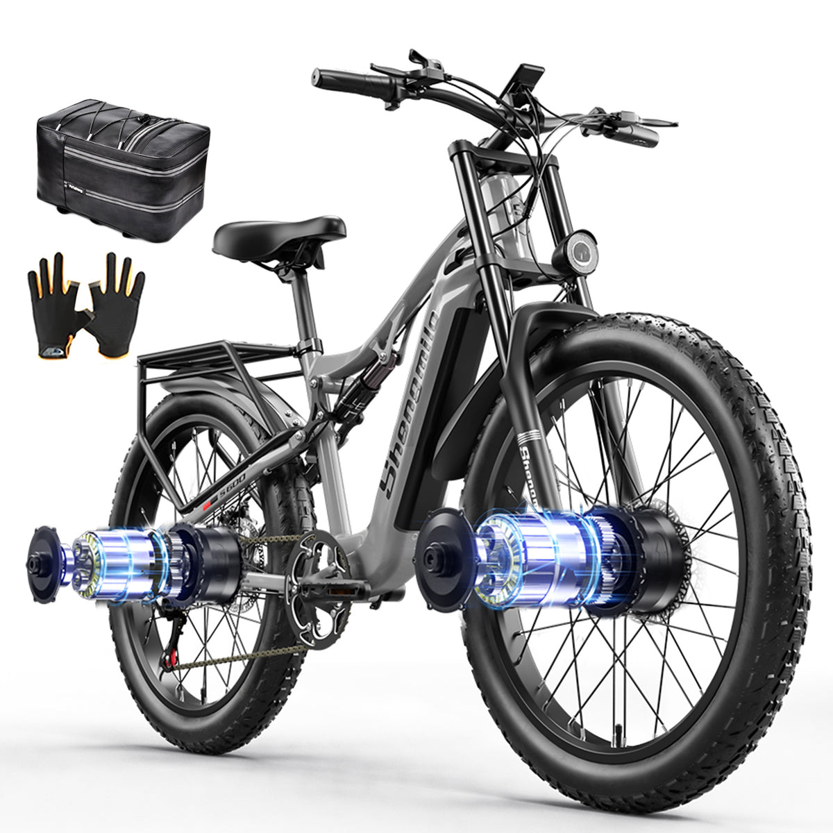 shengmilo S600 Adult Mountain Electric Bike 2000W Dual Motor 48V17.5AH